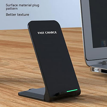 Wireless Charging Station,15W Fast Wireless Charging Station with Sleep-Friendly Adaptive Light,Compatible with Samsung Galaxy, Google LG, etc（Black） - color: Black
