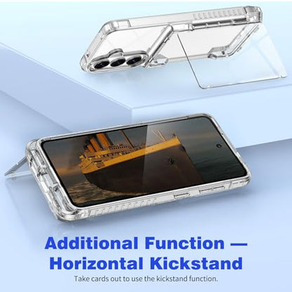 for Samsung S26 Wallet Case 4 Credit Card ID Holder Clear Flip Cover | for Galaxy S26 Kickstand ID Card Holder Slot for Men Women Shockproof Dual Layer TPU Hard Shell Protective Tough Bumper - size: for Galaxy S26, 6.3“