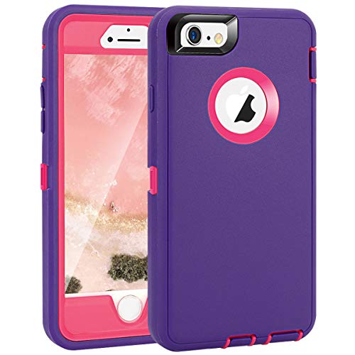 MAXCURY Heavy Duty Shockproof Series Case for iPhone 6 iPhone 6S Case (4.7")-V2 with Built-in Screen Protector Compatible with All US Carriers - Purple/Peach - color: Purple/Peach