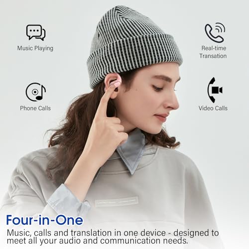 Open Ear Headphones, Bluetooth 5.4 Wireless Earbuds, Pink