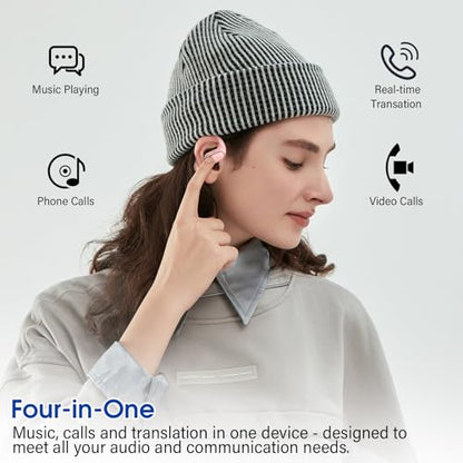Open Ear Headphones, Bluetooth 5.4 Wireless Earbuds, Pink