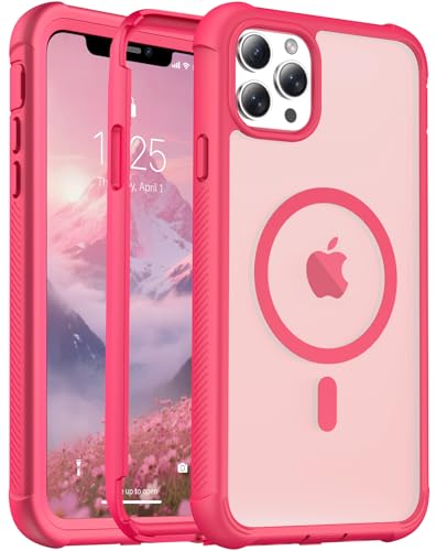 jaroco Magnetic for iPhone 11 Pro Max Case Heavy Duty Protection Rose | Compatible with MagSafe,Military Grade Drop Protection,Translucent Matte,Non-Slip,Shockproof 2-Layer Durable Bumper Case - color: Rose, size: iPhone 11 Pro Max