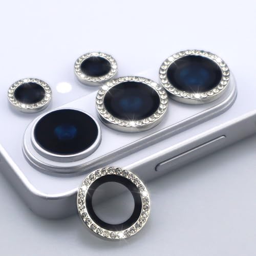 for Samsung Galaxy S26 Ultra Camera Lens Protector, Bling Diamond Metal Ring Tempered Glass Lens Cover, Sparkly Rhinestone Accessories (Silver) - color: Silver