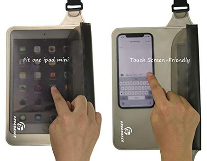 Freegrace Waterproof Pouches with Waist Strap / Pouch Case Bundle Set- Keep Your Phone & Valuables Dry and Safe - Waterproof Dry Bags for Boating Swimming Snorkeling Kayaking Beach Water Parks Pool - color: Gray
