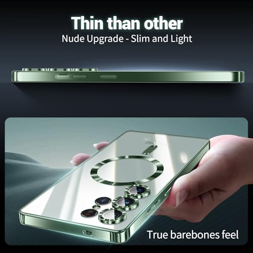 Hurgoer for Samsung Galaxy S24 Ultra Case（Only）.Magnetic Cover for S24 Ultra，Glossy Slim Thin Soft funda capa para 6.8 inch.Compatible with MagSafe (Green) - color: Green