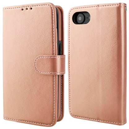 Bocasal Detachable Wallet Case Card Holder for iPhone 17e/16e, Rose Gold | RFID Blocking Kickstand Card Slots Holder PU Leather Magnetic Shockproof Wrist Strap Removable Flip Protective Cover 6.1 inch - color: Rose Gold