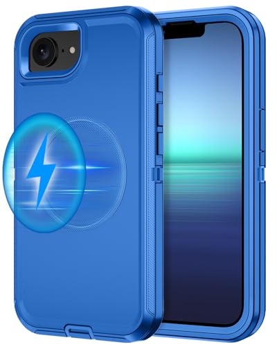 I-HONVA for iPhone 16e Case [Compatible with MagSafe] Shockproof 3-Layer Full Body Protection [Without Screen Protector] Rugged Heavy Duty Cover Case for Apple iPhone 16e 6.1",Sea Blue - color: Sea Blue