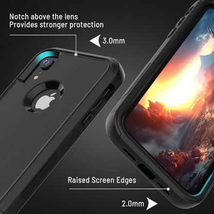 X-belmox for iPhone XR Phone Case [Dropproof] Shockproof Heavy Duty Black - color: Black