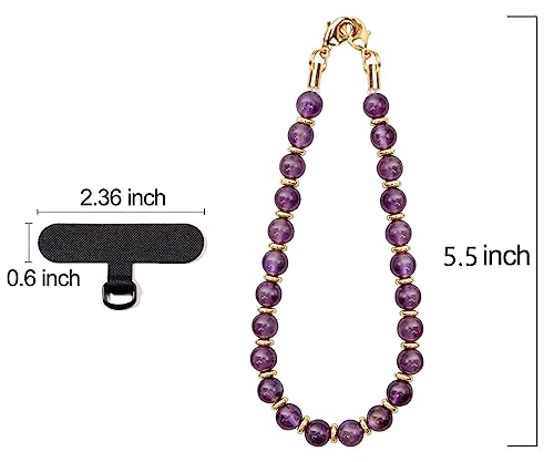 VICHUNHO Marble Beaded Phone Wrist Strap, Cellphone Lanyard with Tether Tab, Hands-Free Wristlet Bracelet - color: Purple