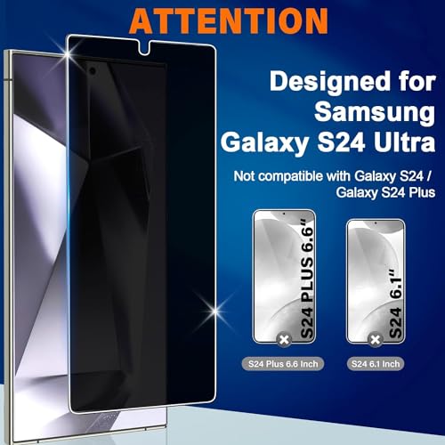 [2+2 for Samsung Galaxy S24 Ultra Screen Protector Privacy 6.8 inch [Not Glass], [Fingerprint Enabled] Flexible Soft TPU Anti-Spy Film - size: S24 Ultra