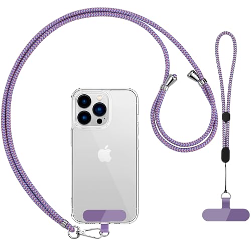 CACOE Phone Lanyard, Purple Blue, 2 Pcs - color: Purple Blue, size: 30"（Neck Strap×1）+8"（Wrist Strap×1）