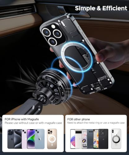 Qi2.2 25W Dual MagSafe Cup Holder Car Charger for iPhone 12–18 series - color: Magsafe & Charger