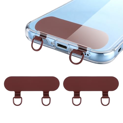 uxcell Double Ear Stainless Steel Clip Phone Lanyard Tab Ultra-Thin Phone - color: Burgundy