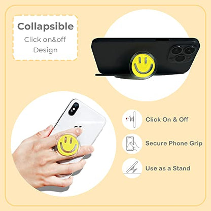GRIPONG Smiley Face Phone Grip - Fun and Expandable Accessory for Enhanced Smartphone Stability - Smiley Design, Strong Adhesion, Versatile Use (Mint Smiley PG) - color: Mint Smiley PG