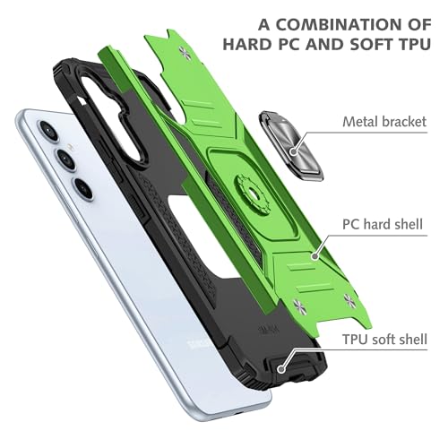 for Samsung S23 FE Case: S23 FE Case with Screen Protector: (Heavy Duty) Military Grade 360° Rotatable Kickstand Shockproof Protective Cases for Samsung Galaxy S23 FE (Green) - color: Samsung S23 FE Case Green