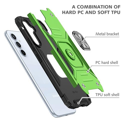for Samsung S23 FE Case: S23 FE Case with Screen Protector: (Heavy Duty) Military Grade 360° Rotatable Kickstand Shockproof Protective Cases for Samsung Galaxy S23 FE (Green) - color: Samsung S23 FE Case Green