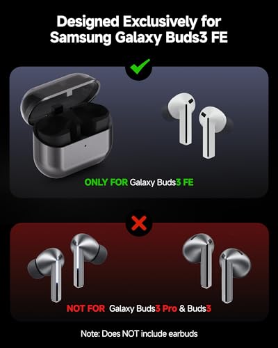 Wireless Charging Case for Samsung Galaxy Buds 3 FE - Supports Wireless & Wired Charging, Replacement Charger Case with USB-C Cable (Earbuds Not Included)