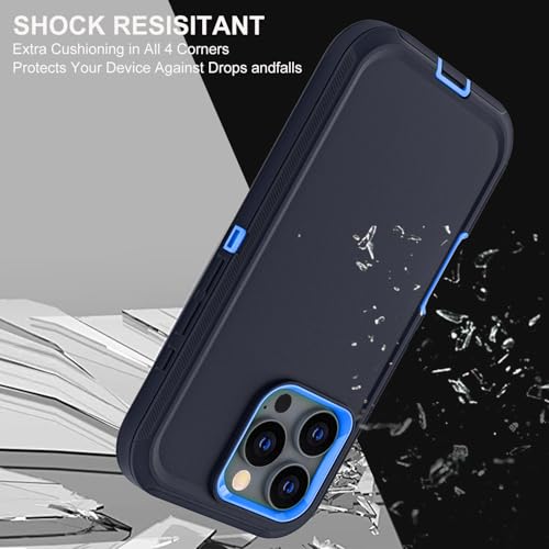 YKHJKLEC for iPhone 16 Pro Case, Military Grade 3 in 1 Heavy Duty Shockproof/Drop Proof/Dust Proof Case with 2Pcs Tempered Glass Screen Protector (Navy Blue) - color: Navy Blue