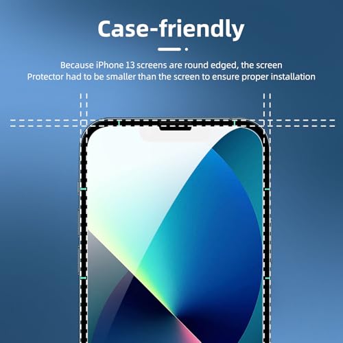 NEW'C 4 Pack, 2 Pack for iPhone 13 Screen Protector (6.1 inch) + 2 Pack Camera Lens Protector, Sensor Protection,Case Friendly Tempered Glass Film - size: 13 6.1 inches