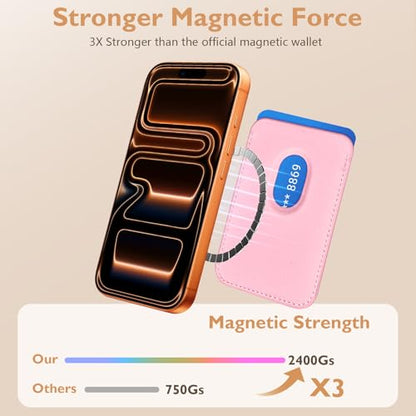 Compatible with Magsafe Wallet Magnetic Card Holder - Pink Skeleton Book Phone Wallets for Women Teen Girls Cute for iPhone 17/16/15/14/13/12 Series Slim for Apple Mag RFID Magnet,Fit 3 Cards - color: Pink Skeleton Book