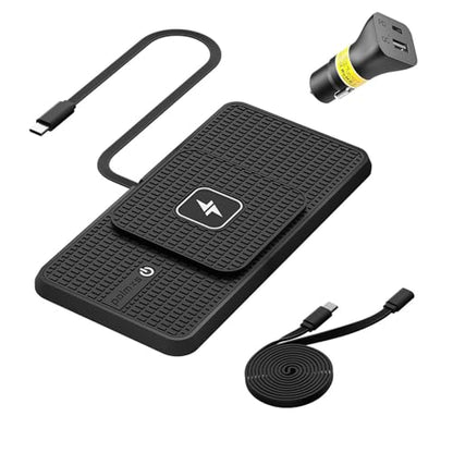 Wireless Charger Car Charging Pad,POLMXS 15W Wireless Phone Charger,RGB Cell Phone Cordless Charging Mat Compatible with iPhone 16/15/14/13/12 Galaxy S23 S22 S21 Note10(k1)