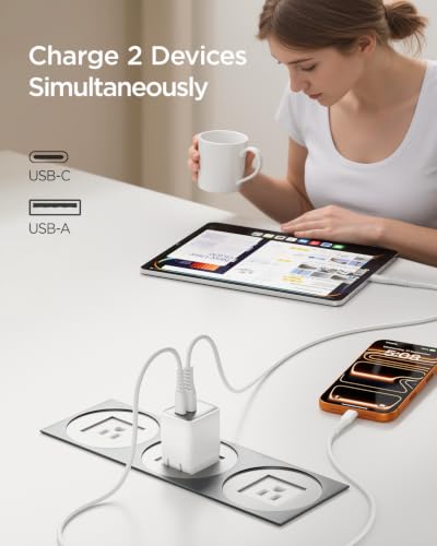 wegear 30W Fast Charger, Dual Port USB C Wall Charger with Foldable Plug - color: White, size: 2 Packs+2 Cables