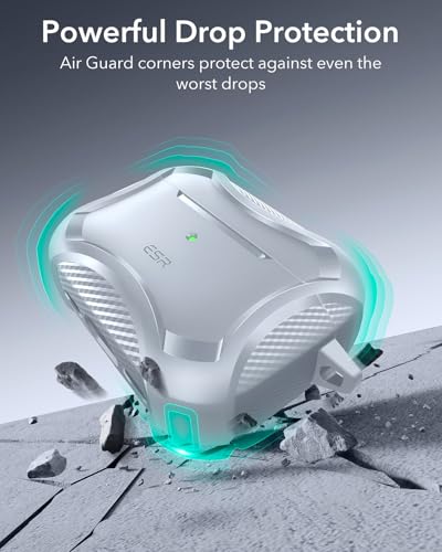 ESR for AirPods Pro 3 Case (2025), Magnetic Lid, Cyber Tough Series, Gray - color: Gray, size: AirPods Pro 3 Case