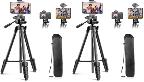64" Camera Tripod Stand for iPhone & iPad, Phone Holder with Remote, 2 Pack - size: 64-inch (Pack of 2)