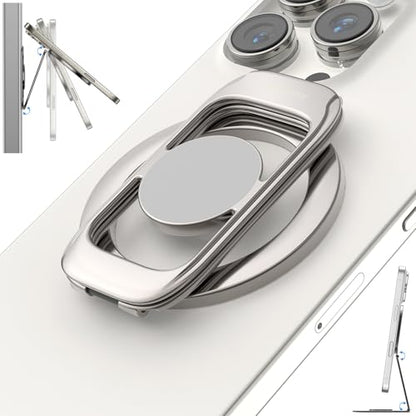 Magnetic Phone Ring Holder for MagSafe Phone Grip & Kickstand, Strong Dual-Sided Magnets Compatible with MagSafe Car Mount Gym for iPhone 17/16 Pro Max 15/14/13/12 and Android Phone Cases (Titanium) - color: Titanium