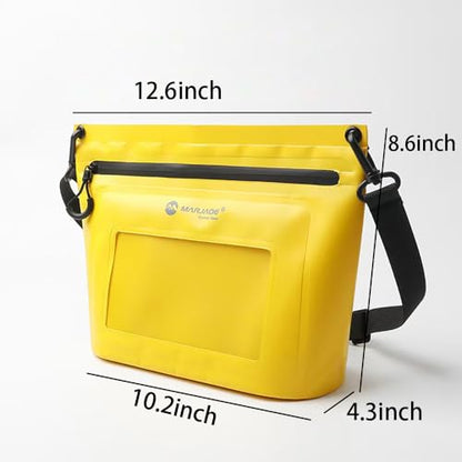 IPX7 Waterproof Bag with Touchscreen Phone Pocket,Floating Airtight Shoulder Bag for Swimming,Rafting,Cycling,Hiking - color: yellow