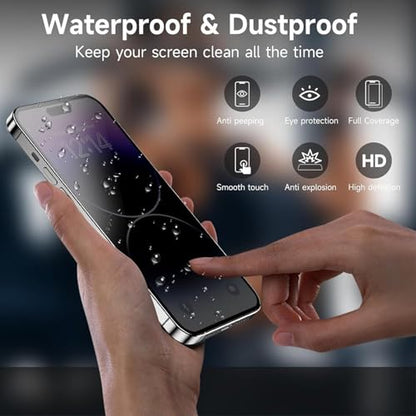 [2-Pack] Privacy Screen Protector Designed for iPhone 16 Pro Max Tempered Glass 6.9 Inch, Anti Spy, No Bubbles, Anti Scratch,Case Friendly Full Screen Coverage Tempered Glass