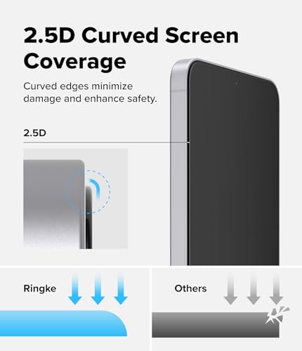 Ringke for Samsung Galaxy S25 FE Screen Protector [Easy Slide, 2 Pack] | Easy Installation with Alignment Tool, Case Friendly Premium 9H Hardness Tempered Glass - size: Galaxy S25 FE
