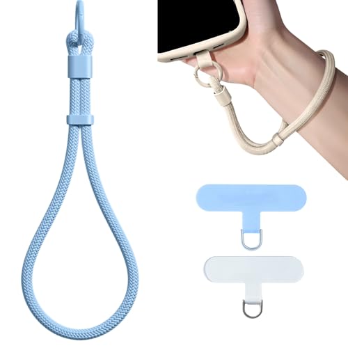 KIMAGIC Minimalist Wrist Strap Phone Lanyard, Anti-Drop, Includes 2 Types of Phone Tabs - color: 04 Sky Blue