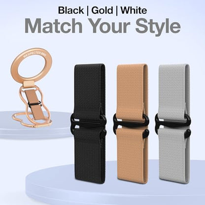 RESPECTED-BRO-3-PCS-Elastic-Strap for Magnetic Phone Grip Stand with Finger Strap, 4-in-1 Magnetic Ring Holder, Kickstand and Elastic Strap for Smartphones (Rose Gold) - color: Rose Gold Elastic Strap