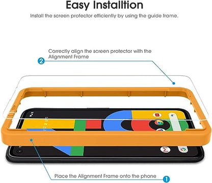 OMOTON [4 Pack] Screen Protector for Google Pixel 4a (Not Fit for 4a 5G), Scratch Resistant/Easy-Install/Bubble Free/Tempered Glass Screen Protector Compatible with Google Pixel 4a - size: Pixel 4a-5.8 inch