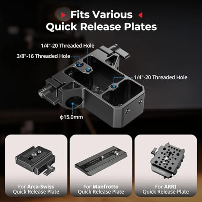 SMALLRIG Camera Base Plate Kit with 15mm LWS Rod Rail Clamp, Dual 15mm Rod - style: Base Plate+15mm Rods