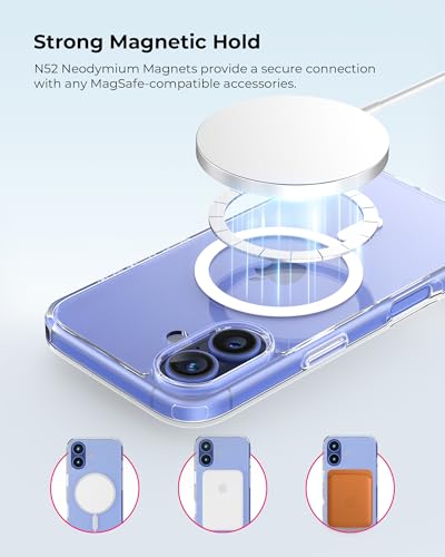 Crystal Fit Magnetic Clear Case for iPhone 16 Plus, Compatible with MagSafe, Anti Yellowing, Slim Protective Cover (for iPhone 16 Plus) - size: iPhone 16 Plus