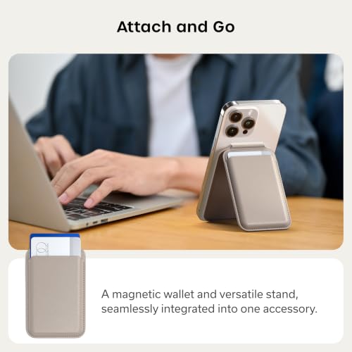 Satechi MagSafe Wallet Stand, Card Holder, NFC Pass-Through - color: Taupe