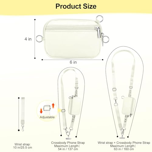 Phone Lanyard Crossbody with Detachable RFID Wallet (Beige) - color: Beige, size: Medium