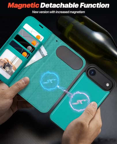 OCASE for iPhone Air Detachable Wallet Case with Card Holder, 2 in 1 PU Leather Flip Folio with RFID Blocking Stand Wrist Strap Shockproof Phone Cover 6.5 Inch 2025, Blue Green - color: Blue Green, size: iPhone Air