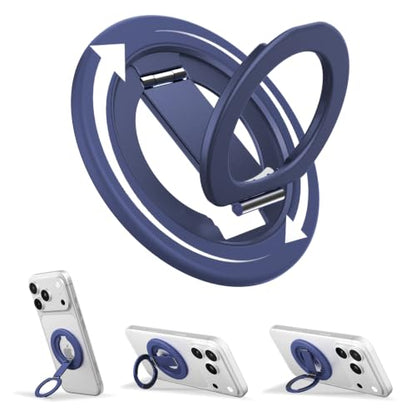 Double Sided Magnetic Kickstand,360°Rotation Cell Phone Grip Stand Finger Ring for iPhone 17 Pro Max 16 15 14 13 12 MagSafe Accessories,Fit Magnetic Car Mount, Blue - color: Blue