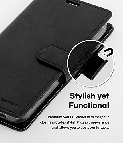 GOOSPERY Bluemoon Wallet Compatible with iPhone 13 Mini Case, Premium PU Leather Standing Feature Flip Card Holder Phone Cover (Black) IP13M-SPD-BLK - color: Black, size: iPhone 13 Mini