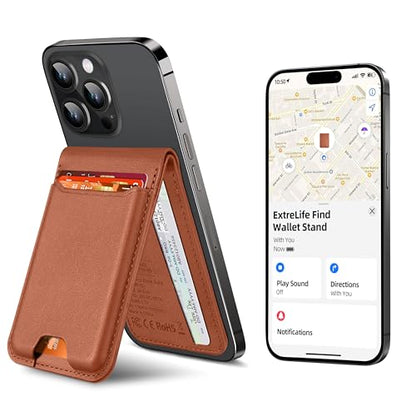 ExtreLife For Magsafe Wallet, Works with Apple Find My, 6 Cards Holder - color: Brown