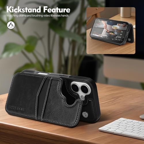 SkyEagle Compatible with MagSafe iPhone 17 Case Wallet,Black | Magnetic Clasp,RFID Blocking,PU Leather,Flip Folio Shockproof Phone Cover,with Credit Card Slots & Kickstand for Men & Women - color: Black, size: iPhone 17 - 6.3"