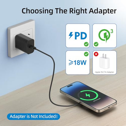 Magnetic Wireless Charger for iPhone 15W Max Fast Mag-Safe Wireless Charging Pad Compatible with iPhone 16/16 Plus/16 Pro/16 Pro Max/15/14/13/12 Series with USB-A Converter Black - color: Black