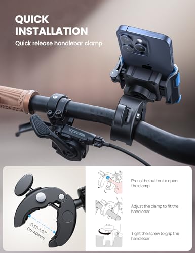 Lamicall Motorcycle Bike Phone Mount, 1s Lock Bike Phone Holder - color: Blue