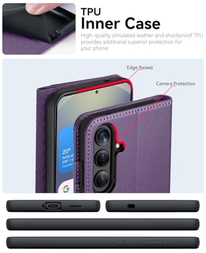 OCASE for Samsung Galaxy S26+ Plus Wallet Case, Card Holder, Dark Purple | RFID Blocking, Kickstand, Magnetic Closure, PU Leather Flip Folio, Shockproof TPU Shell, Protective Phone Cover (6.7") 2026 - color: Dark Purple, size: Samsung Galaxy S26 Plus