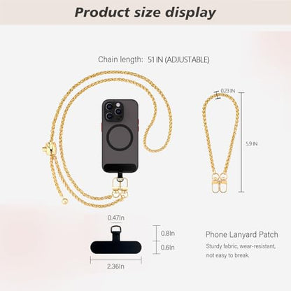 Phone Crossbody Chain, Universal Crossbody Phone Lanyards, AdjustableMultifuctional Compatible with Most SmartphonesRelated to Cross body women's bag chain, Anti theft（adjustable-golden） - color: Adjustable-golden