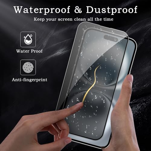 [2+2 Pack] Privacy Screen Protector for iPhone 16, Anti-Spy Shatterproof Tempered Glass with Camera Lens Tempered Glass 9H Hardness Bubble Free Anti-Glare Case Friendly