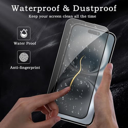 [2+2 Pack] Privacy Screen Protector for iPhone 16, Anti-Spy Shatterproof Tempered Glass with Camera Lens Tempered Glass 9H Hardness Bubble Free Anti-Glare Case Friendly